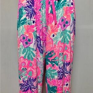 Lilly Pulitzer Pajama PJ Pants Size S, Seaside Carnivale Coral Super Soft Knit